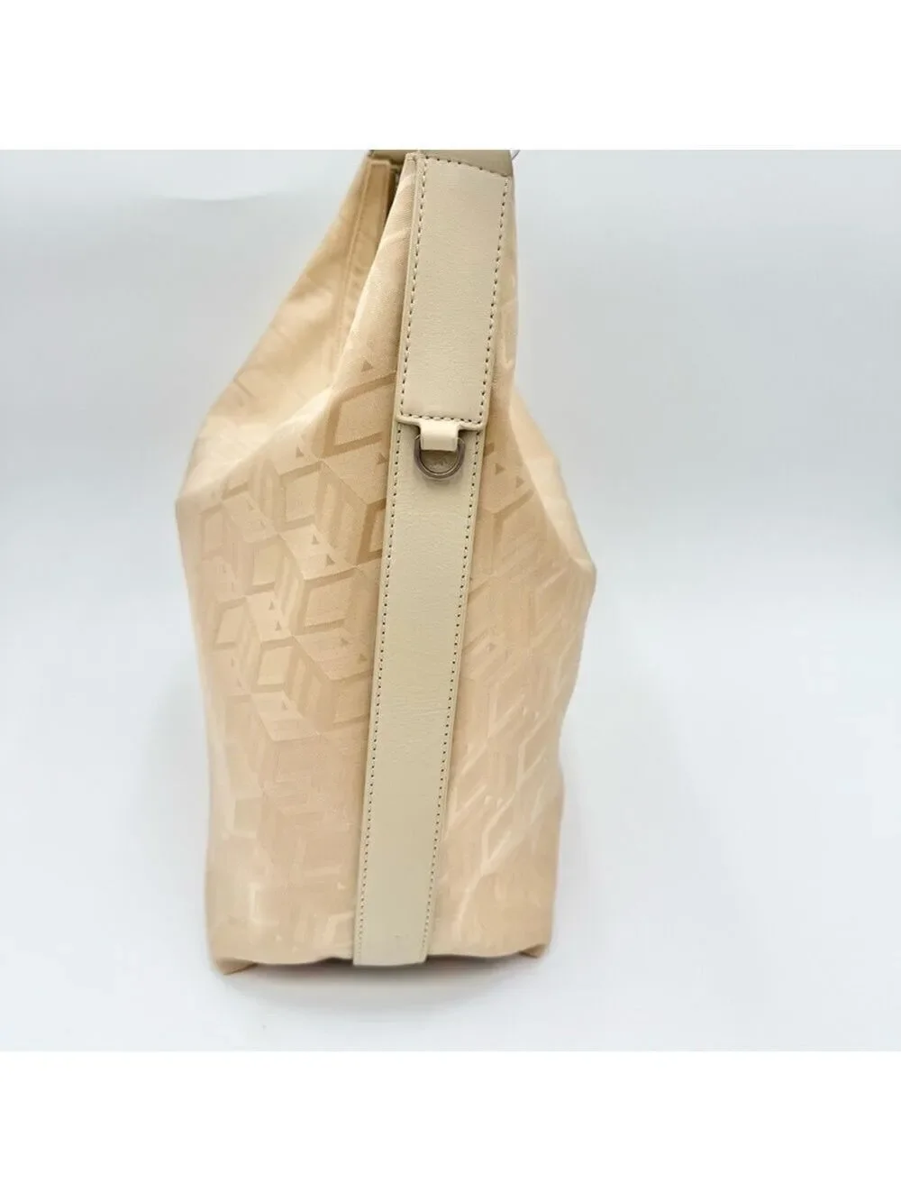 MCM Beige Monogram Hobo Bag with Removable Strap